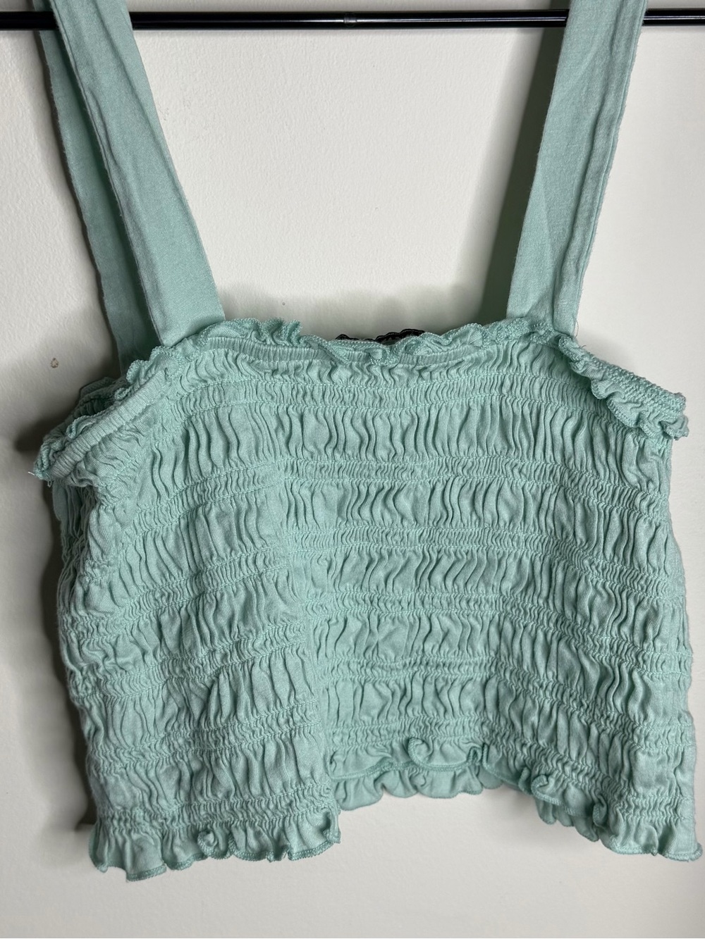 American Eagle Outfitters Mint Smocked Square Neck Crop Top - Picture 3 of 3
